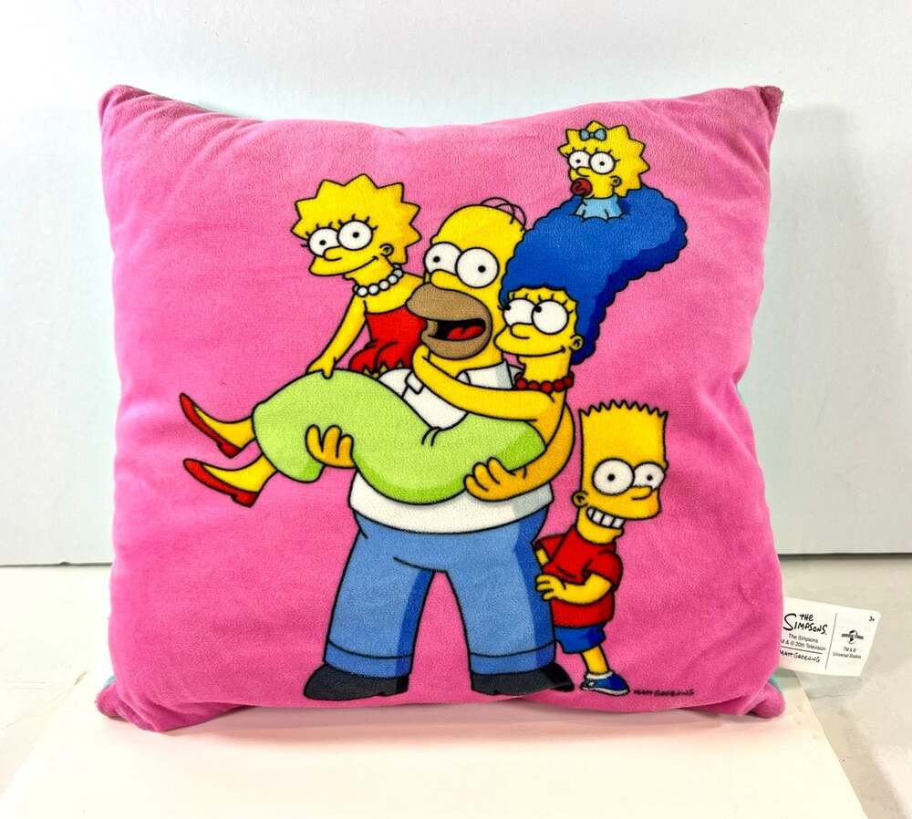 The Simpsons Family Throw Pillow Plush 11" x 11" Universal Studios Toy Factory